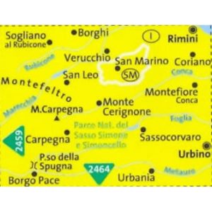 212-2455-2 Kompass – Carta 2455 – San Marino, San Leo, Urbino, Urbania