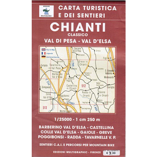 9771122054455 512 Edizioni Multigraphic Chianti Classico, Val Di Pesa, Val D’Elsa Carta Escursionistica