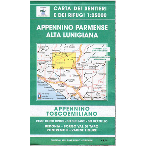 9788874650293 9 Edizioni Multigraphic Appennino Parmense, Alta Lunigiana Carta Escursionistica