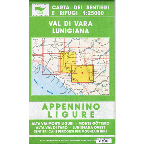 9788874650309 10 12 Edizioni Multigraphic Val Di Vara, Lunigiana Carta Escursionistica