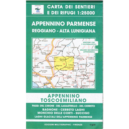 9788874650316 14 Edizioni Multigraphic Appennino Parmense, Reggiano, Alta Lunigiana Carta Escursionistica