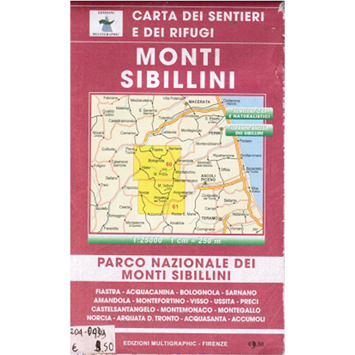 9788874650439 60 61 Edizioni Multigraphic Monti Sibillini Carta Escursionistica