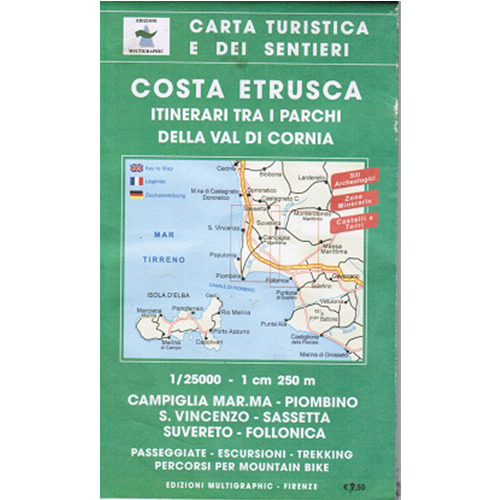 9788874651375 528 Edizioni Multigraphic Costa Etrusca Carta Escursionistica