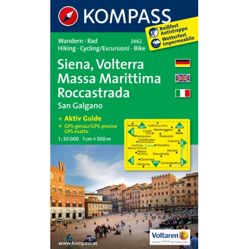 212-2462-1 Kompass – Carta 2462 – Siena, Volterra, Massa Marittima, Roccastrada, San Galgano